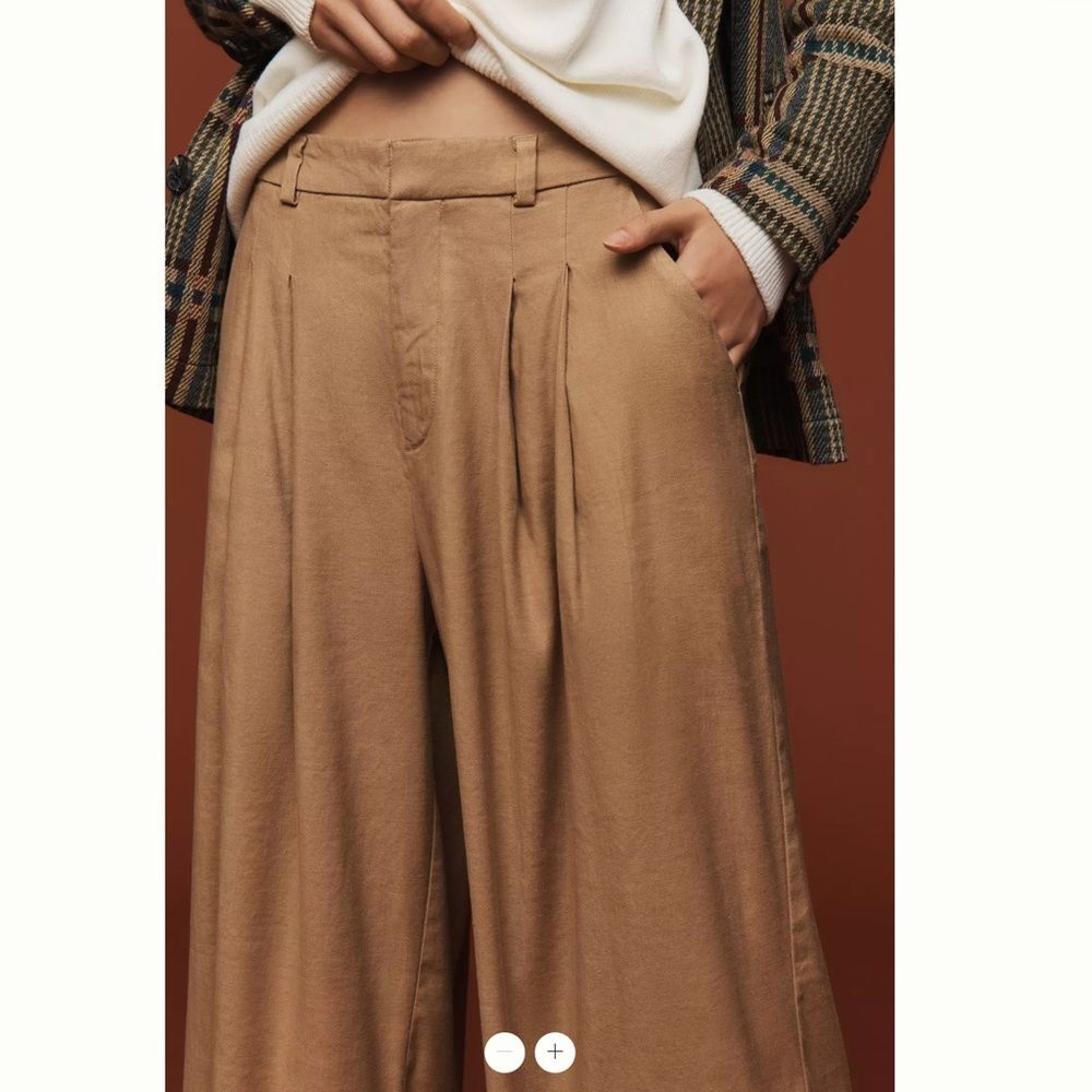 Anthropologie The Avery Pleated Wide-Leg Trousers by Maeve: Linen Edition - Picture 3 of 4